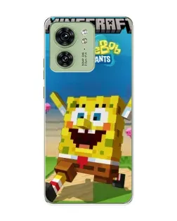 Чохол для Motorola Edge 40 з картинкою «Губка Боб Minecraft»