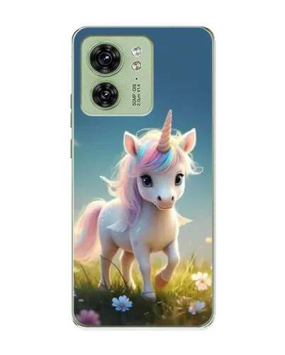 Чехол для Motorola Edge 40 с картинкой «Единорог на поляне»