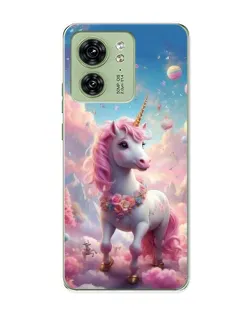 Чехол для Motorola Edge 40 с картинкой «Единорог среди облаков»