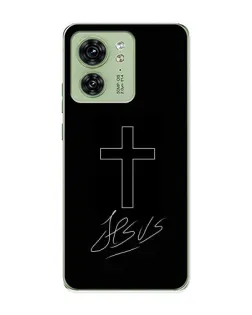 Чехол для Motorola Edge 40 с картинкой «Графический крест Jesus» Чехол для Motorola Edge 40 с картинкой «Графический крест Jesus»