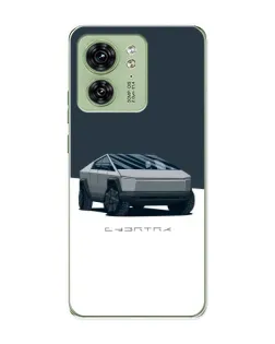 Чехол для Motorola Edge 40 с картинкой «Серебристый Cybertruck Tesla»