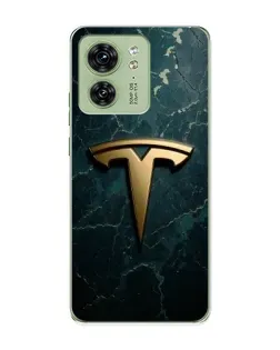 Чехол для Motorola Edge 40 с картинкой «Мраморная Tesla Gold»