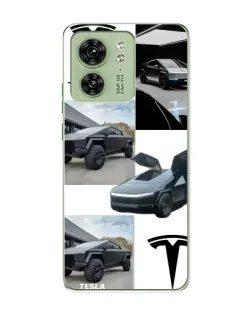 Чехол для Motorola Edge 40 с картинкой «Коллаж Cybertruck Tesla»