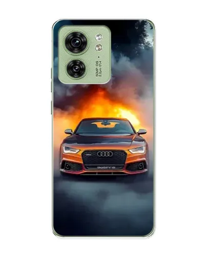 Чехол для Motorola Edge 40 с картинкой «Audi в огненном дыму»