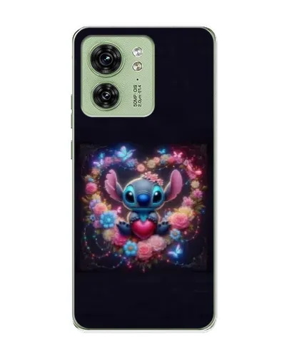 Чехол для Motorola Edge 40 с картинкой «Stitch в цветах»