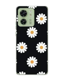 Чохол для Motorola Edge 40 з картинкою «Ромашки на чорному»