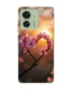 Чохол для Motorola Edge 40 з картинкою «Рожевий цвіт  сердечко на тлі заходу»