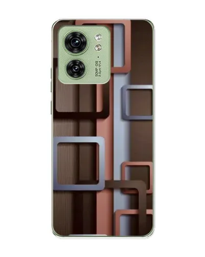 Чехол для Motorola Edge 40 с картинкой «Коричневые объемные квадраты»