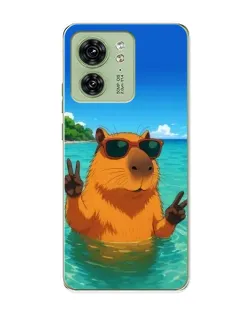 Чехол для Motorola Edge 40 с картинкой «Морская капибара»