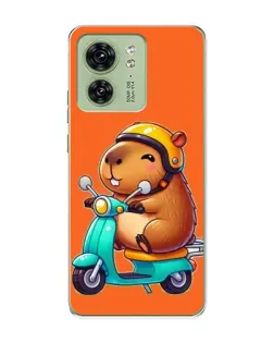 Чехол для Motorola Edge 40 с картинкой «Капибара на скутере»