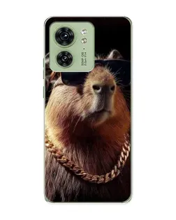 Чехол для Motorola Edge 40 с картинкой «Капибара золотая цепь»