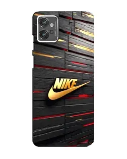 Чехол для Motorola MOTO G32 с картинкой «Золотой Nike на металле»