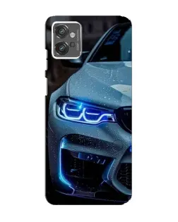 Чехол для Motorola MOTO G32 с картинкой «Взгляд BMW с синими фарами»