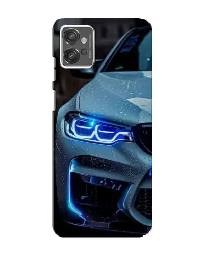Чехол для Motorola MOTO G32 с картинкой «Взгляд BMW с синими фарами»