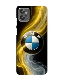 Чехол для Motorola MOTO G32 с картинкой «Золотистый дым BMW»