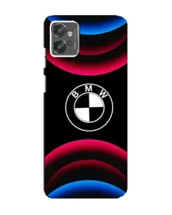Чехол для Motorola MOTO G32 с картинкой «Логотип BMW и неоновые дуги»