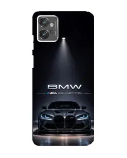 Чехол для Motorola MOTO G32 с картинкой «BMW сквозь ночной город»