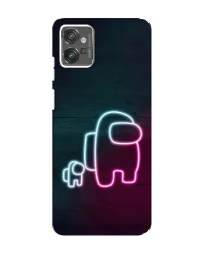 Чехол для Motorola MOTO G32 с картинкой «Among Us неон-арт»
