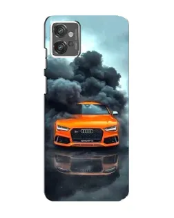 Чехол для Motorola MOTO G32 с картинкой «Audi в облаках дыма»