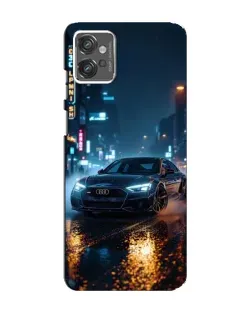 Чехол для Motorola MOTO G32 с картинкой «Ночной город и Audi»