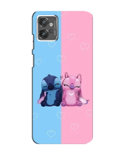 Чехол для Motorola MOTO G32 с картинкой «Stitch и Angel Love»