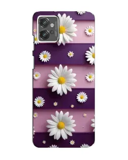Чехол для Motorola MOTO G32 с картинкой «Ромашки на фиолетовом»