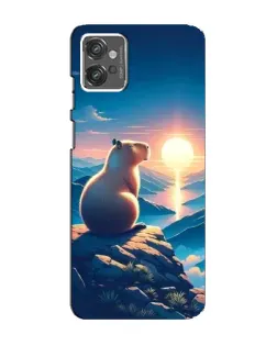 Чехол для Motorola MOTO G32 с картинкой «Закат солнца с капибарой»