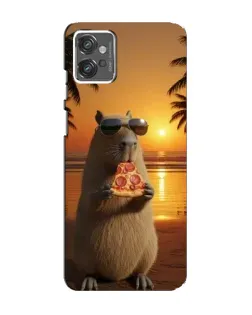 Чехол для Motorola MOTO G32 с картинкой «Капибара с пиццей»