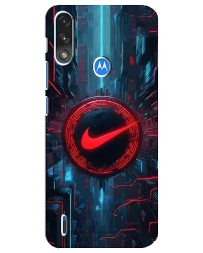 Чехол для Motorola E7 Power с картинкой «Техногенный стиль Nike»