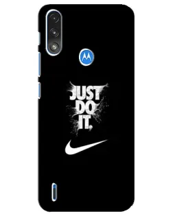 Чехол для Motorola E7 Power с картинкой «Текстовый принт Nike»