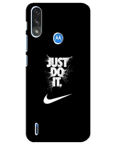 Чехол для Motorola E7 Power с картинкой «Текстовый принт Nike»