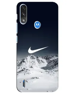 Чехол для Motorola E7 Power с картинкой «Nike — зимние горы»