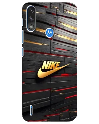 Чехол для Motorola E7 Power с картинкой «Золотой Nike на металле»