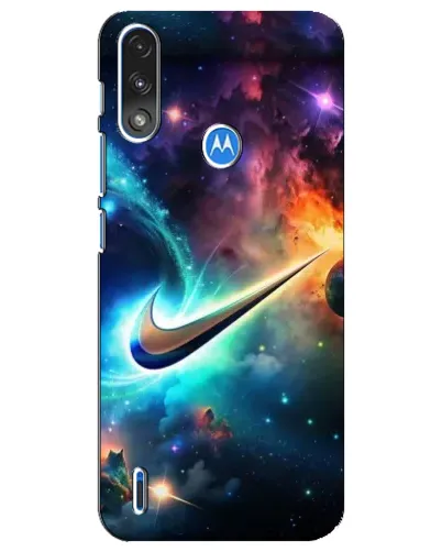 Чехол для Motorola E7 Power с картинкой «Космический Nike Swoosh»