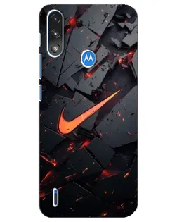 Чехол для Motorola E7 Power с картинкой «Nike — эффект разломов»