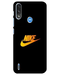 Чехол для Motorola E7 Power с картинкой «Золотой логотип Nike»