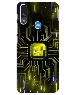 Чехол для Motorola E7 Power с картинкой «Nike — золотая искра»