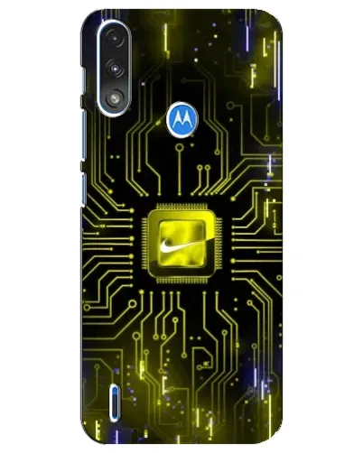 Чехол для Motorola E7 Power с картинкой «Nike — золотая искра»