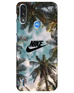 Чехол для Motorola E7 Power с картинкой «Тропический принт Nike»