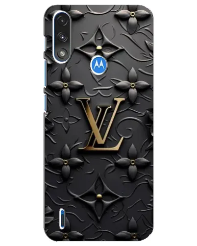 Чехол для Motorola E7 Power с картинкой «Кожаная текстура LV»