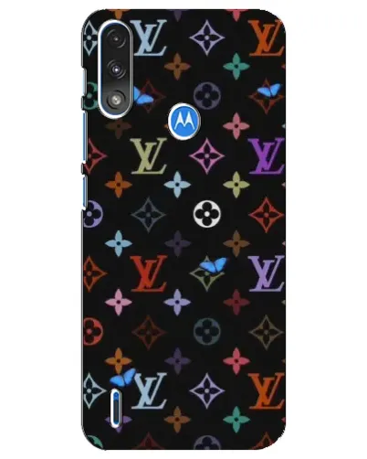 Чехол для Motorola E7 Power с картинкой «Цветная монограмма LV»