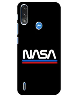 Чехол для Motorola E7 Power с картинкой «NASA — классика Red Blue» Чехол для Motorola E7 Power с картинкой «NASA — классика Red Blue»