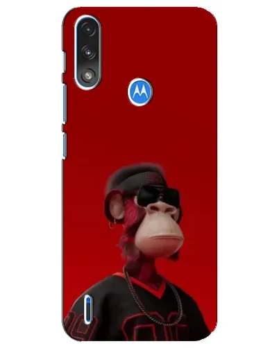 Чехол для Motorola E7 Power с картинкой «Bored Ape в красном»