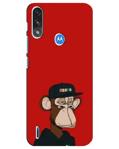 Чехол для Motorola E7 Power с картинкой «Bored Ape — красный фон»