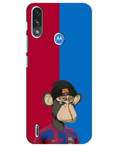 Чехол для Motorola E7 Power с картинкой «Bored Ape — фанат Барсы»