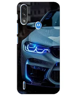 Чехол для Motorola E7 Power с картинкой «Взгляд BMW с синими фарами»