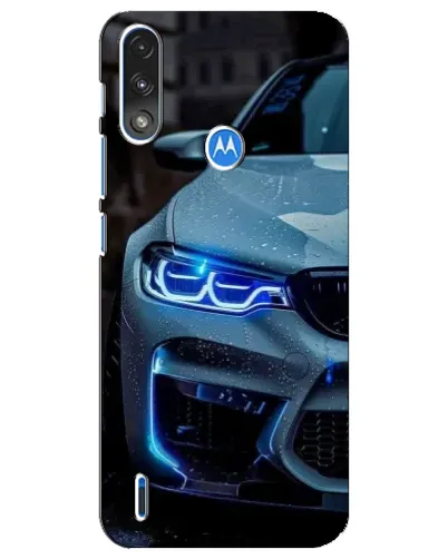 Чехол для Motorola E7 Power с картинкой «Взгляд BMW с синими фарами»