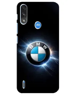 Чехол для Motorola E7 Power с картинкой «BMW — неоновое сияние»