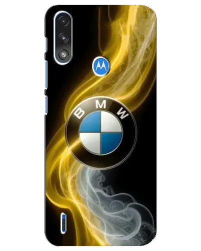 Чехол для Motorola E7 Power с картинкой «Золотистый дым BMW»