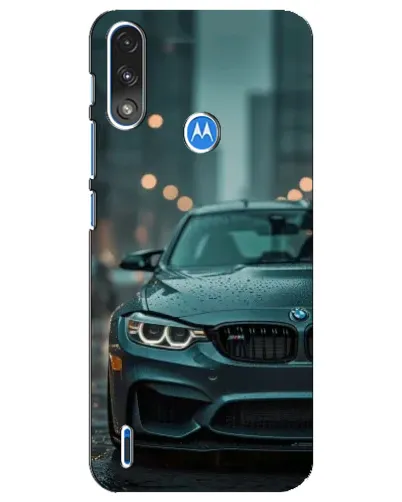 Чехол для Motorola E7 Power с картинкой «BMW в огнях города»